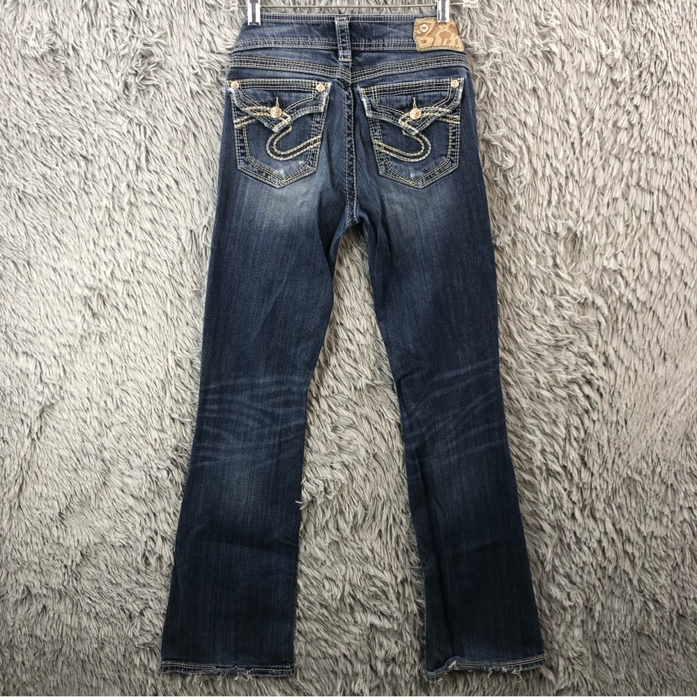 Silver Jeans Womens Size 27 Suki Surplus Distressed Bootcut Denim Jeans